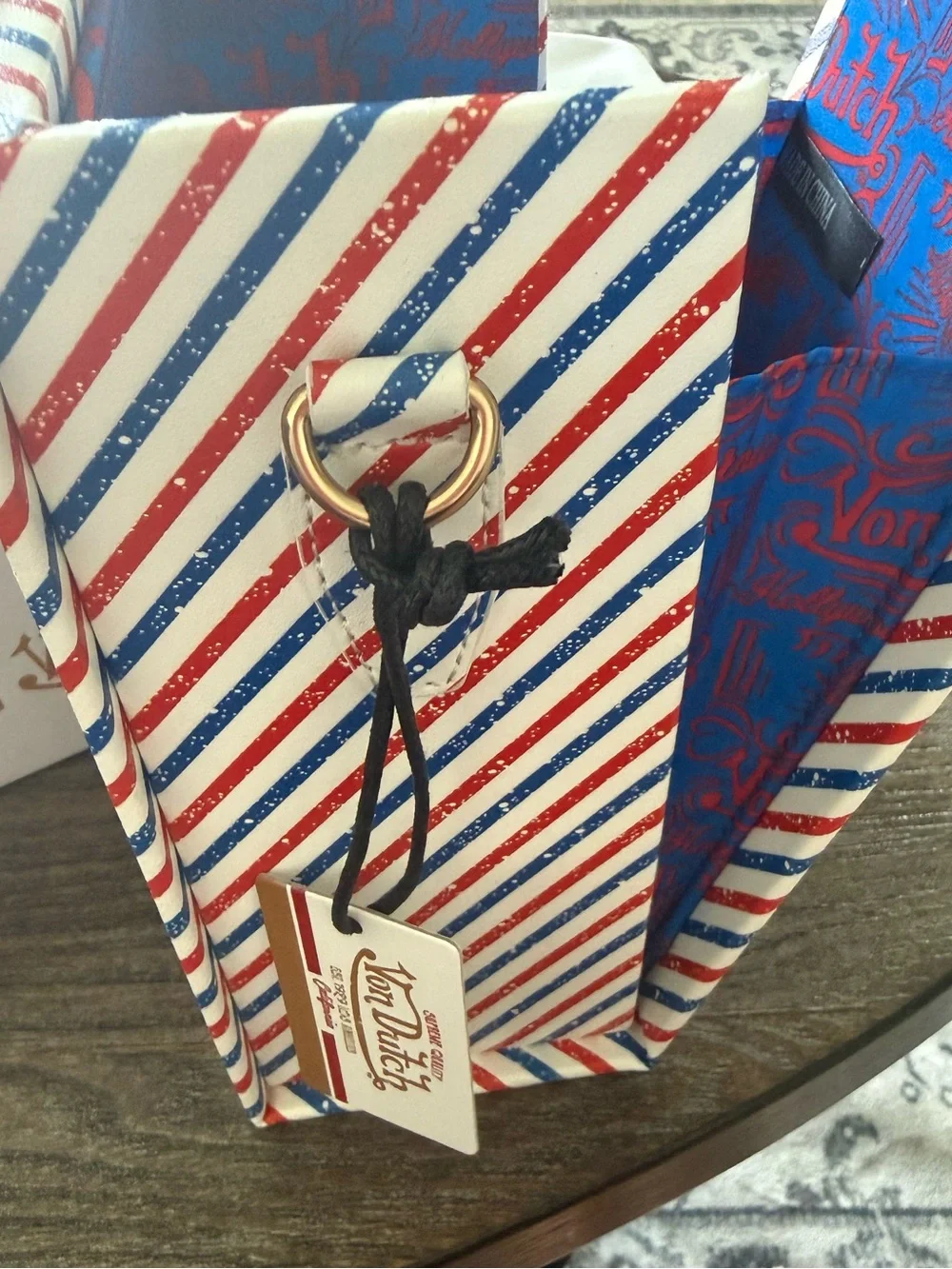 Supreme Red, Blue and White Striped Clutch